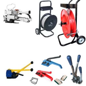 Set de legat TES PRO, 12-16mm, 2x baterie, încărcător, bandă PET, cărucior