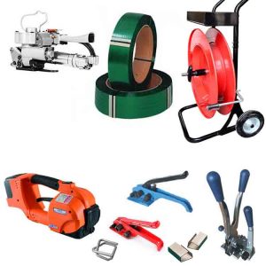Set de legat TES PRO, 12-16mm, 2x baterie, încărcător, bandă PET, cărucior
