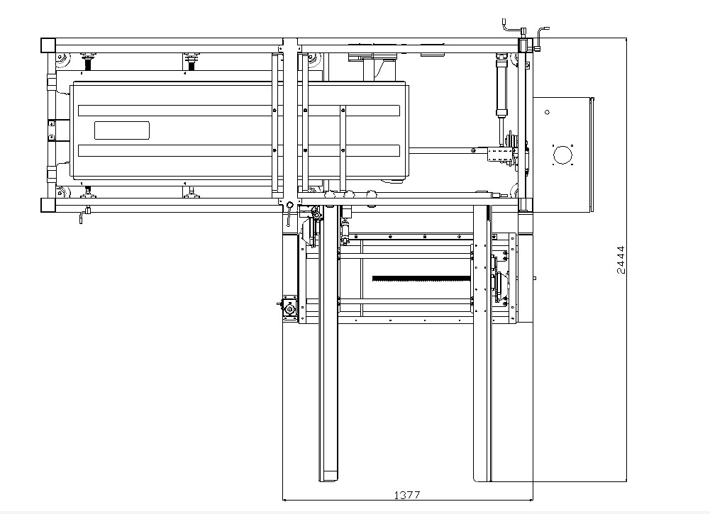 AUTOBOX case erector - Layout drawing of machine with horizontal worktable