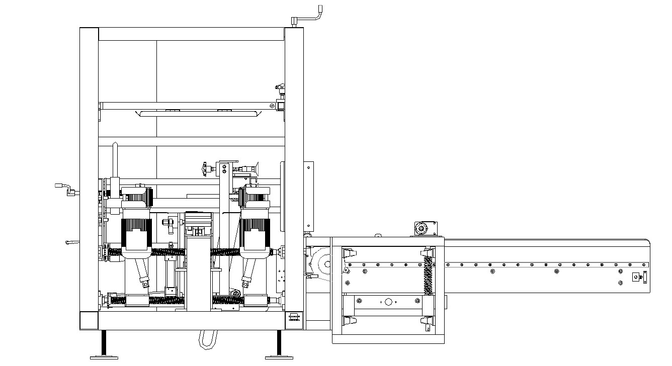 AUTOBOX case erector - Layout drawing of machine with horizontal worktable