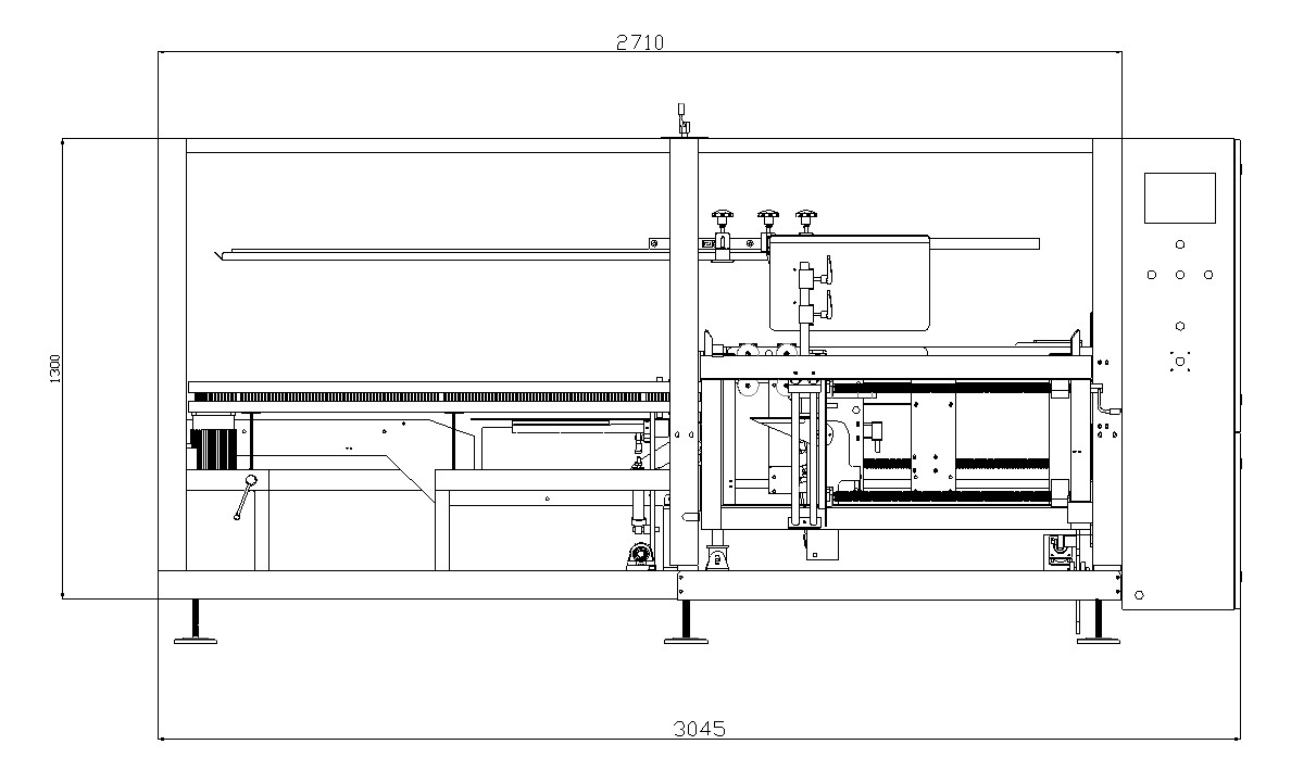 AUTOBOX case erector - Layout drawing of machine with slopping worktable