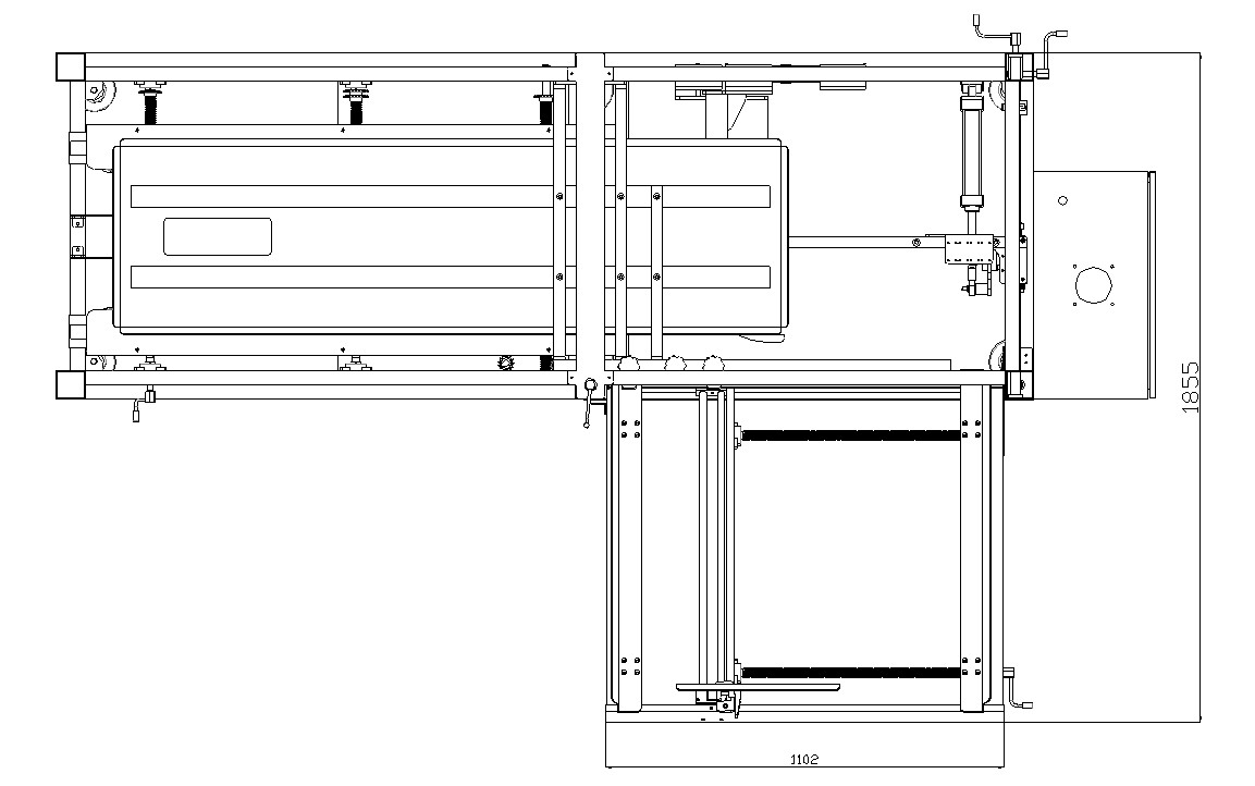 AUTOBOX case erector - Layout drawing of machine with slopping worktable