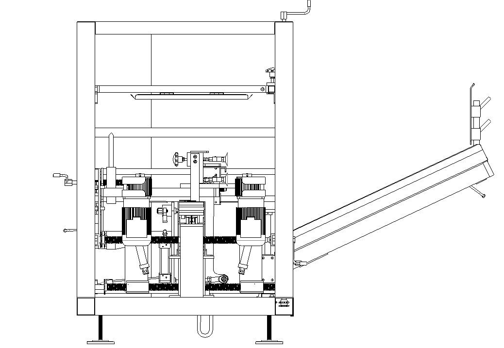 AUTOBOX case erector - Layout drawing of machine with slopping worktable